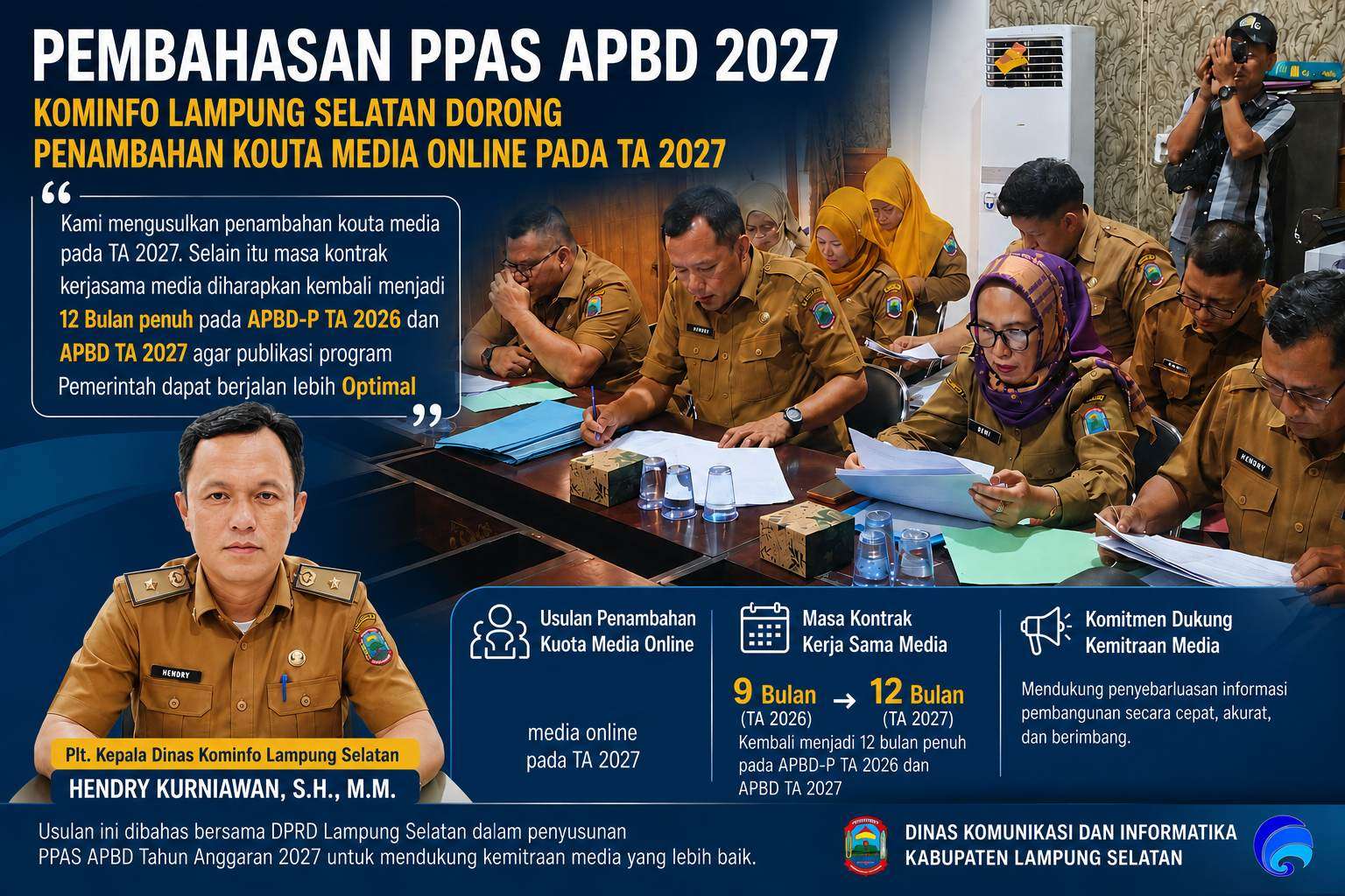 Pembahasan PPAS APBD 2027, Kominfo Lampung Selatan Dorong Penambahan Kuota Media dan Kontrak 12 Bulan