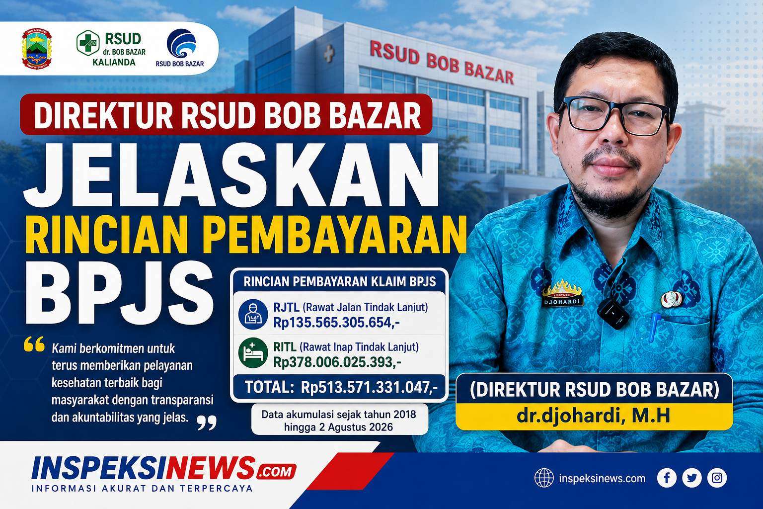 Direktur RSUD dr Bob Bazar Luruskan Informasi Klaim BPJS Rp513 Miliar, Akumulasi Pembayaran Sejak 2018