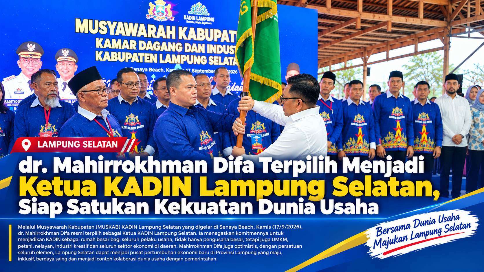 dr. Mahirrokhman Difa Terpilih Menjadi Ketua KADIN Lampung Selatan, Siap Satukan Kekuatan Dunia Usaha